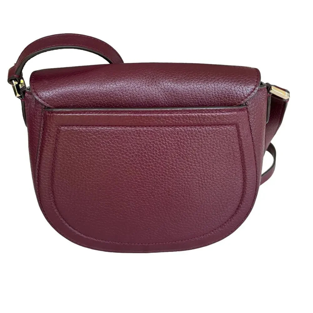 Kate Spade New York Classic Knott Pebbled Leather Medium Saddle Bag in Grenache - Picture 11 of 14